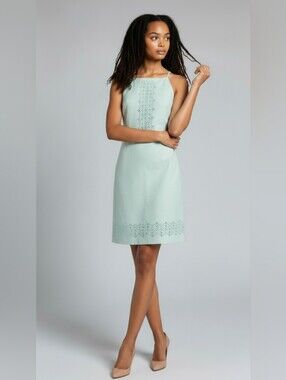 Banana Republic Mint Laser Cut Halter Sleeveless Sheath Dress Size 6
